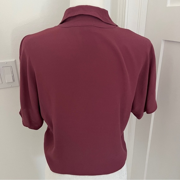 Artizia Wilfred Tie Front Blouse Maroon Wine Red Top Sz S *H17 - Picture 3 of 3